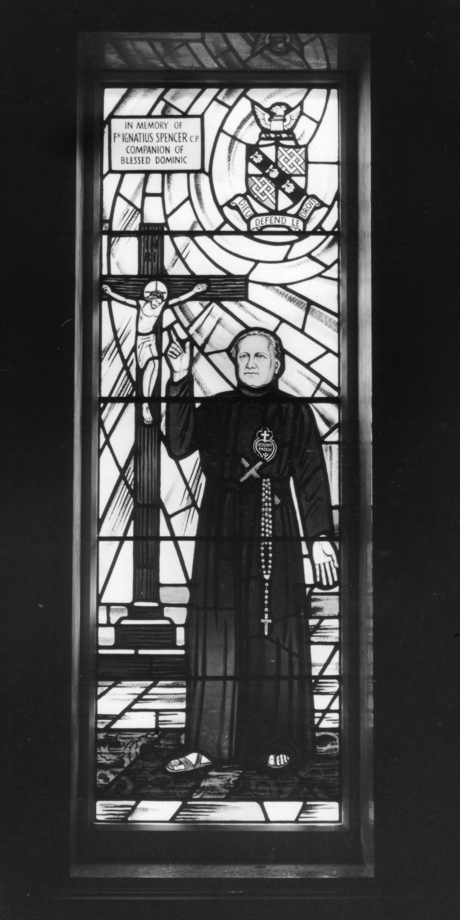 Stained glass window in memory of Fr Ignatius Spencer CP, Companion of Blessed Dominic